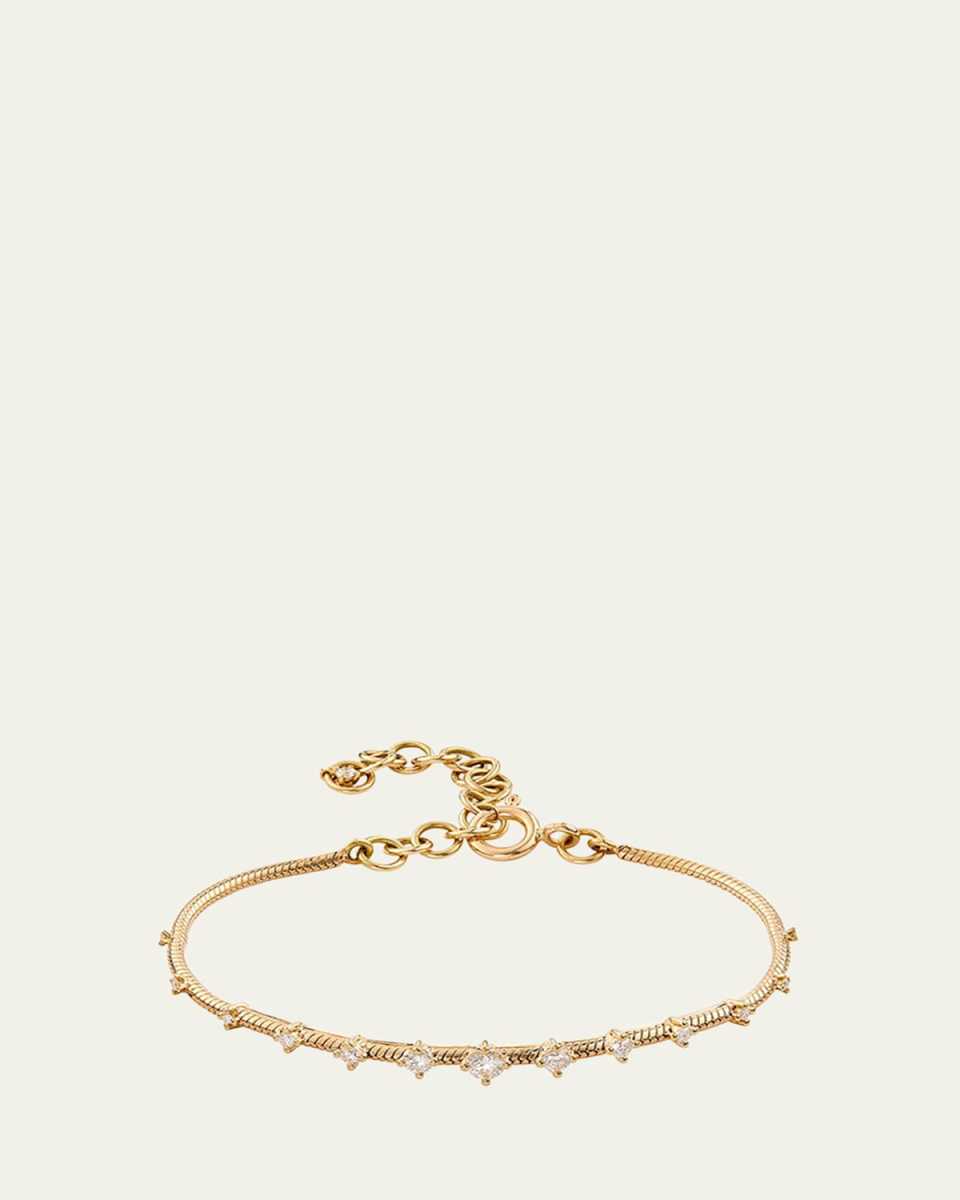 18K Yellow Gold Diamonds On Chain Bracelet